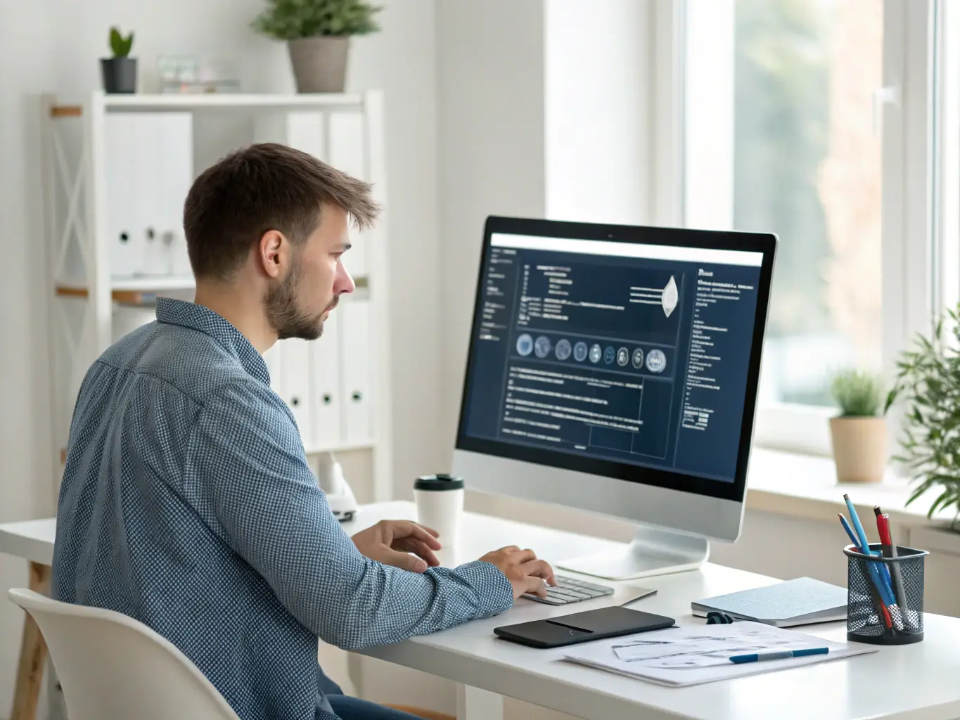 A software tester meticulously executing test cases on a Salesforce application interface, ensuring each function performs as expected.