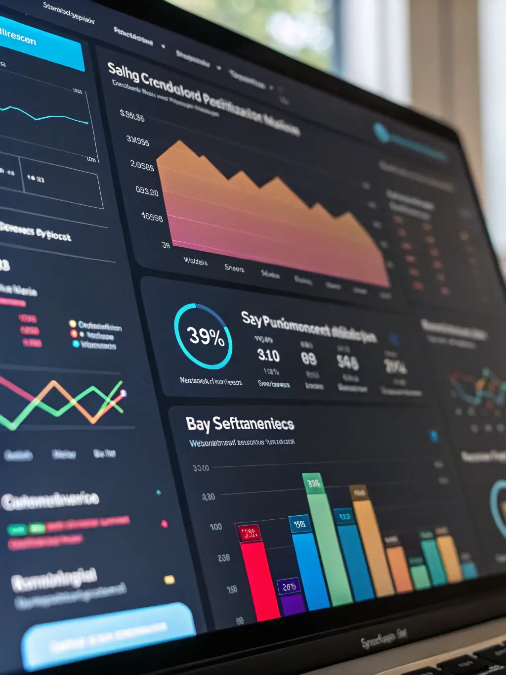 A close-up of a magnifying glass over a Salesforce logo, highlighting bug reports and performance metrics on a digital dashboard.